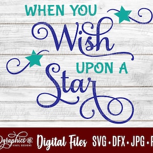 Quando você deseja uma estrela SVG / Arquivo SVG / estrelas / desejo / Jpg Dxf Png / Arquivos digitais / Arquivos Silhouette / Arquivos Cricut