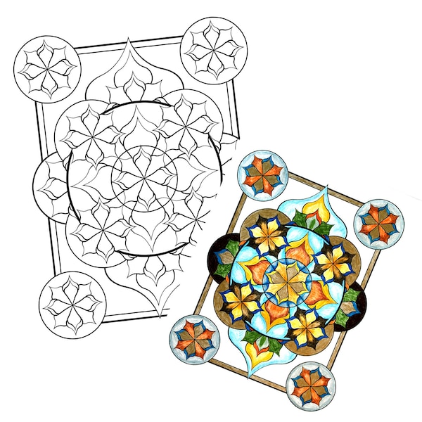 Kaleidoscope Coloring Page - Etsy