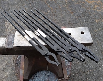 4 new Blacksmith Tongs by Picard 20" Pro set Wolf jaw, Flat, Round & mandrel jaw made in Germany