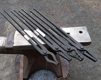 4 new Blacksmith Tongs by Picard 20" Pro set Wolf jaw, Flat, Round & mandrel jaw made in Germany