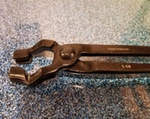 Offset jaw Forge tongs 3 4 quot - 1 quot wide x 1 4 quot thick blacksmith anvil Great for blacksmith knife