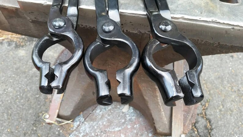 New Set large Quality v-bolt jaw tong blacksmithing forge tools reins with ball ends