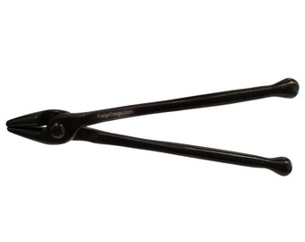 blacksmith Straight Nose Scrolling tongs with 8" long reins and ball ends