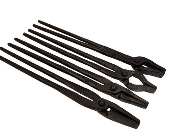 Blacksmith Forge Tong tool set of 4 16" by Picard wolf jaw, flat, hollow, mandrel forge tongs Ironwork anvil tools metal work tooling