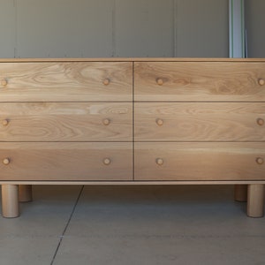 Solid White Oak Dresser + Turned Legs - Dovetailed Soft-Close Drawers, Organic Modern