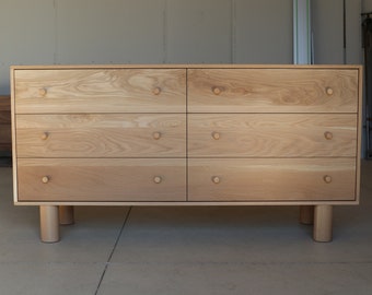 Solid White Oak Dresser + Turned Legs - Dovetailed Soft-Close Drawers, Organic Modern