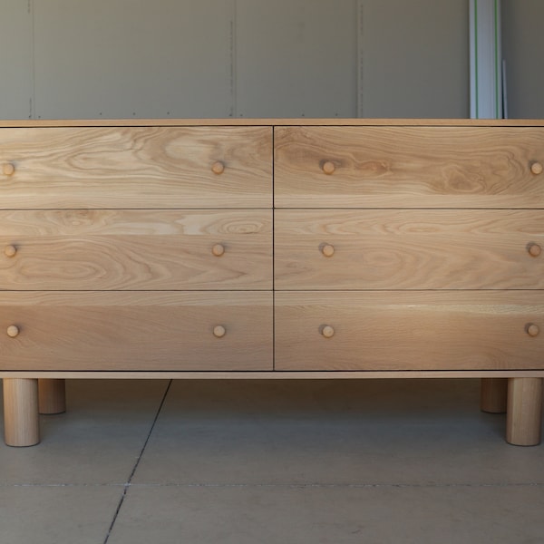 Solid White Oak Dresser + Turned Legs - Dovetailed Soft-Close Drawers, Organic Modern