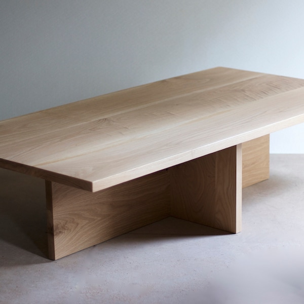 Oversized Plank Coffee Table - White Oak or Walnut, Organic Modern, Minimalist