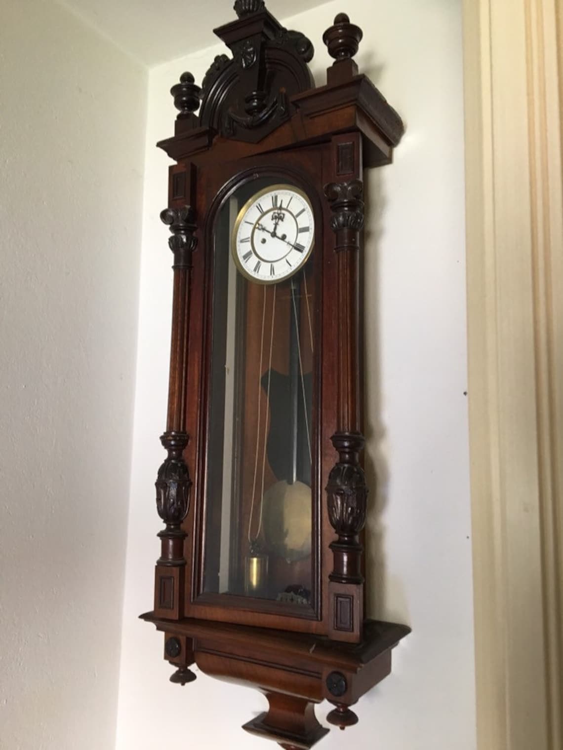 Antique pendulum clock with two weights vienna Etsy