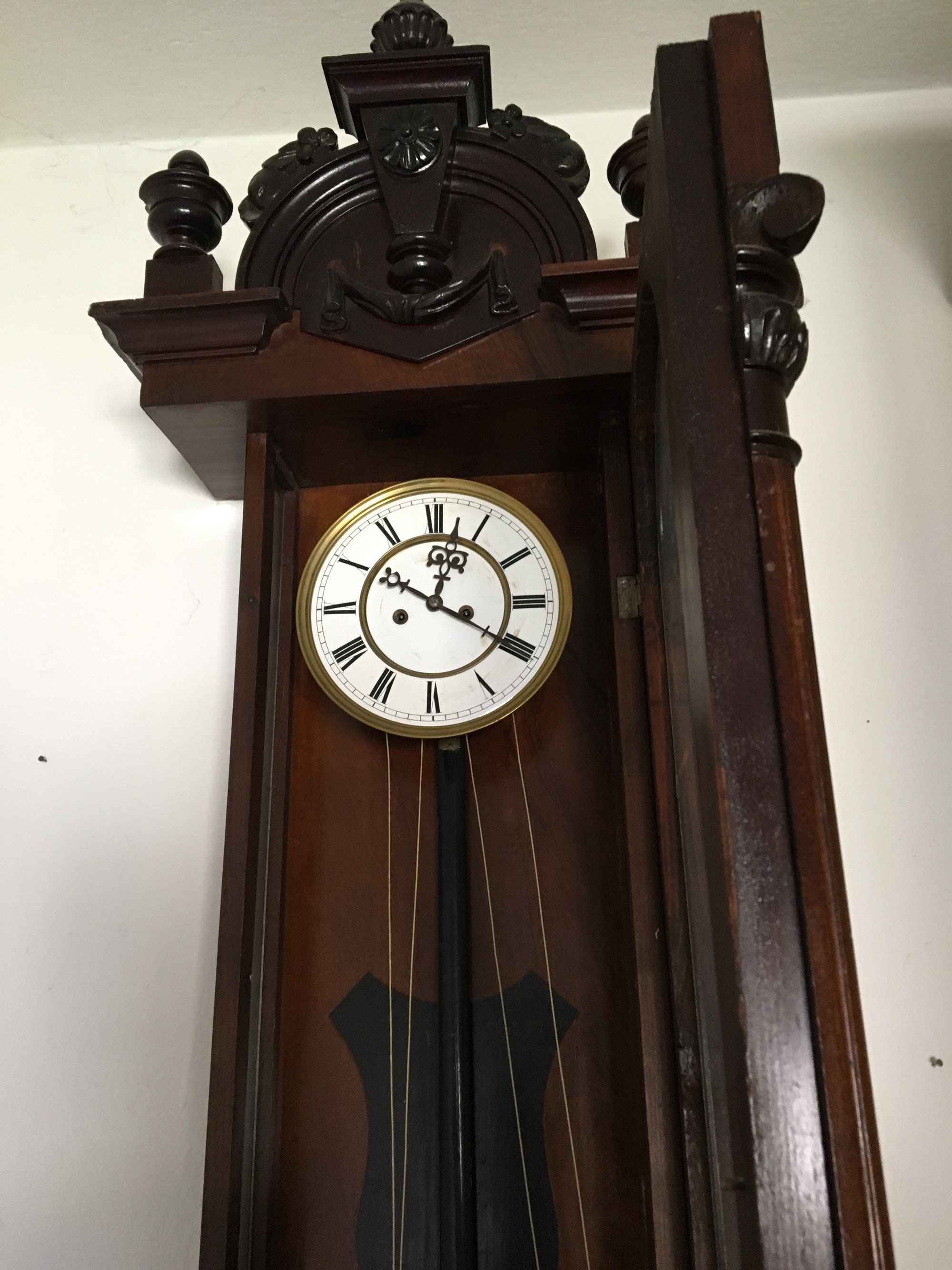 Antique Pendulum Clock With Two Weights Vienna / Antique Pendulum Clock