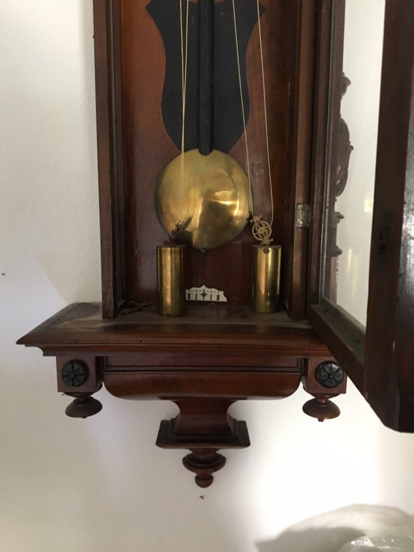 Antique Pendulum Clock With Two Weights Vienna / Antique Pendulum Clock