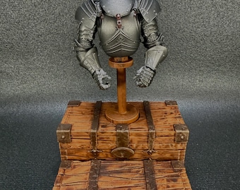 1/12 Scale Medieval Armor Display Stand with Treasure Chest Base