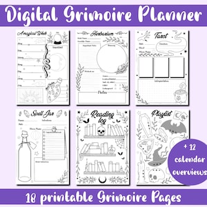 Witchy and spooky digital Grimoire Pages | magical printable witch planner/organiser I A5
