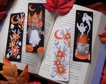 Complete Spooky Season Ghost Bookmark Set I Cottagecore October I Halloween I Set van 4