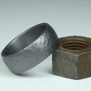 Solid pure Tantalum hand hammered ring. Mens wedding band. Tantalum jewelry. Hand crafted tantalum ring. Mens jewelry.
