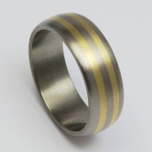 Titanium and 14 carat gold ring.