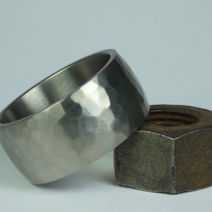 Solid hand hammered titanium ring. Mens ring. Titanium jewelry.