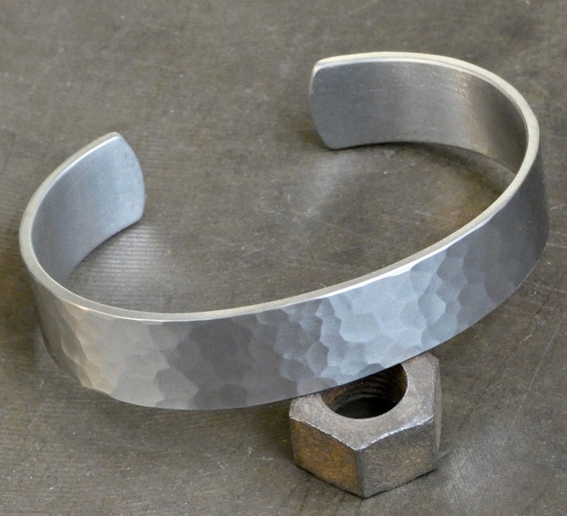 Solid grade 1 hand hammered titanium bracelet. Mens bracelet. Titanium jewelry. Mens jewelry. image 2