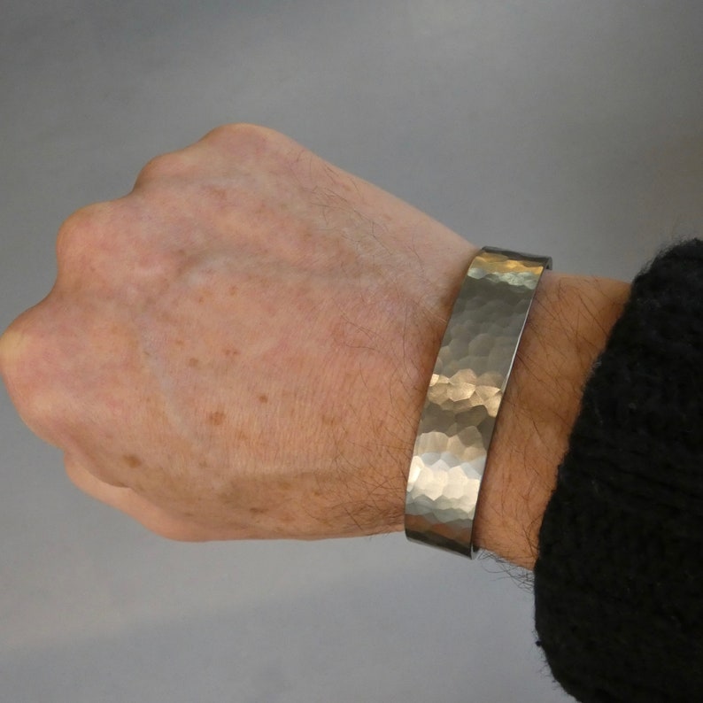 Solid grade 1 hand hammered titanium bracelet. Mens bracelet. Titanium jewelry. Mens jewelry. image 4