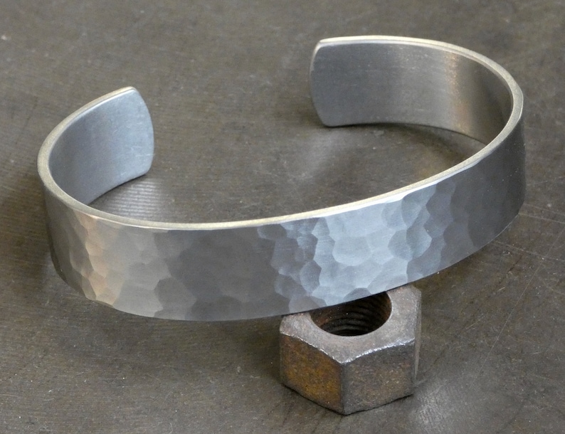 Solid grade 1 hand hammered titanium bracelet. Mens bracelet. Titanium jewelry. Mens jewelry. image 1