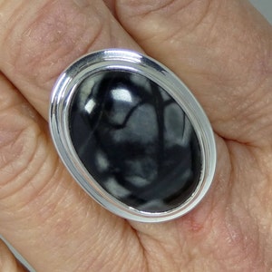 Silver 925 and jasper cabochon 25 mm x 18 mm solid hand crafted ring. Silver jasper jewelry.
