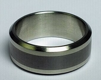 L316 Stainless Steel and pure Tantalum ring. Mens ring.