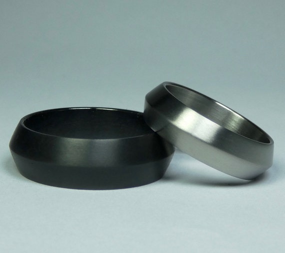 SET of Black Zirconium and Titanium Rings. Zirconium and Titanium