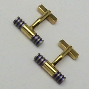 Titanium, 14 karaat goud paar cufflings.