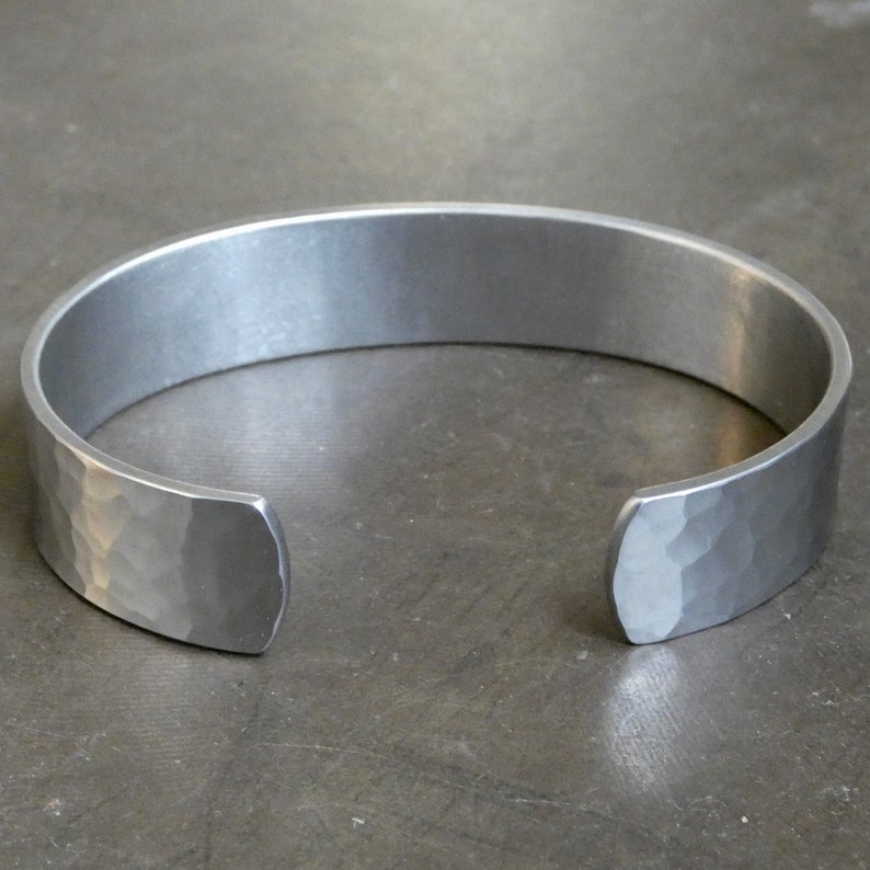 Solid grade 1 hand hammered titanium bracelet. Mens bracelet. Titanium jewelry. Mens jewelry. image 3