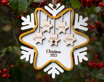 Family Ornament, Family Names Christmas Tree Ornaments, Grandkids Ornament, Unique Ornament, Gift for Mom, Gift for Grandma, 1-7 Names