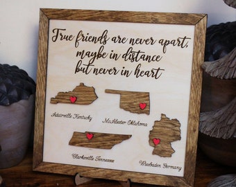 Personalized Friendship Long Distance Gift | Custom Moving Away Gift | International Best Friend | Missing You | Sibling States Away