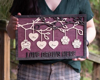 Family Name Sign, Personalized Mother's Day Gift, Custom Grandmother Gift, Grandparent Gift, Wooden Family Tree,  Gift for Mom from Kids