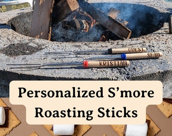 Engraved Smore Stick Personalized | Marshmallow Roasting Sticks | Camping Gear for Kids | Great for Smore Kit and Smores Bar | Kid Friendly