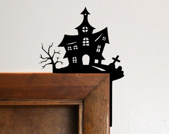 Halloween Haunted House Door Trim Corner Decoration | Sturdy 1/4 Inch Wood | Spooky Wall Decor | Reversible: Painted on Both Sides