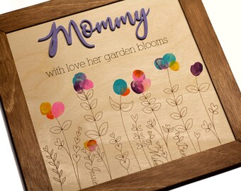 Mom Gift From Kids | Fingerprint Flowers Craft Mother's Day Gift | Birthday Gift for Grandma | First Mothers Day Gift | Gift from Daughter