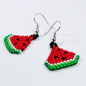 Beaded watermelon earrings