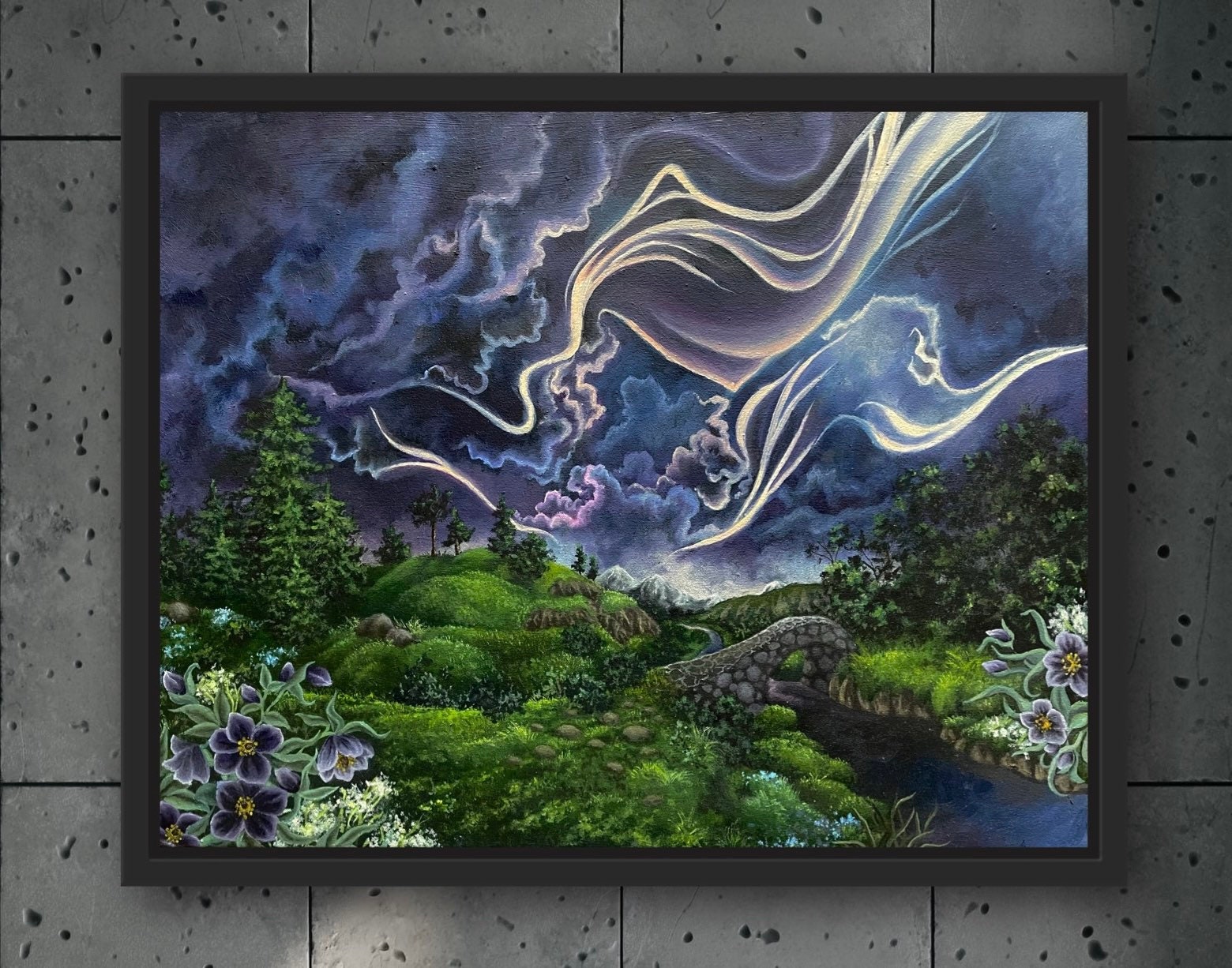 Purple Green Wall Art Print of Original Oil Painting Etsy