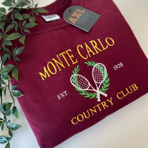 モンテカルロ カントリークラブ スウェットシャツ | 90 年代風スウェットシャツ | ヴィンテージ刺繍スウェットシャツ | ユニセックス | スローバック | スウェットシャツ