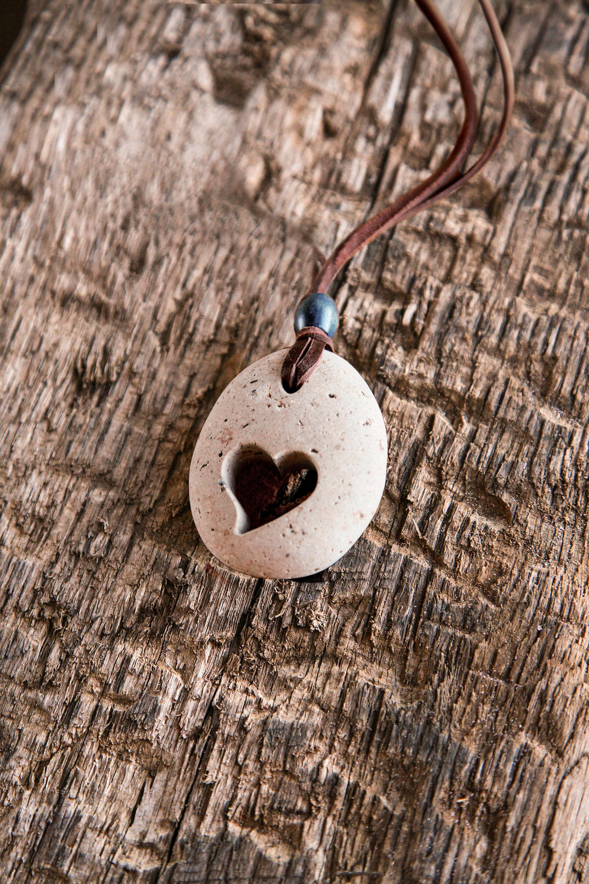 Heart Rock Necklace // Beach Rock Jewelry // Carved Stone Necklace // Gift Under 50 // Made in USA-Shop Local //