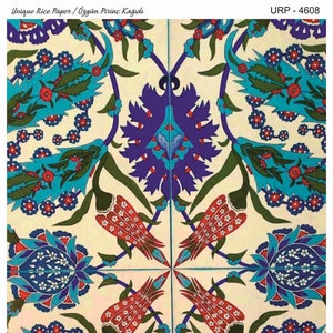 Reispapier Decoupage A3 | Klebriges Maulbeerpapier für Decoupage 16,53''X11,69'' | Blumenmuster für Decoupage PR 2208