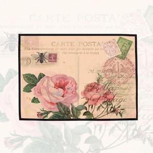 Rice Paper for Decoupage | Big Size Options | Vintage Pink Rose Pattern | Mulberry Washi Sheet