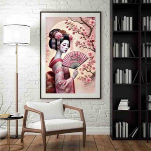 Rice Paper for Decoupage | Japanese Geisha | Cherry Blossoms, Woman Pattern | Big Size Options image 11