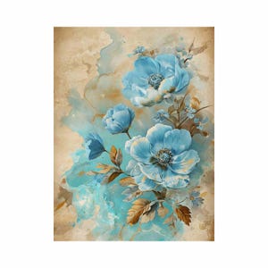 Reispapier für Decoupage – Große Größen verfügbar | Maulbeerpapier für Decoupage | Blumenmuster für Decoupage