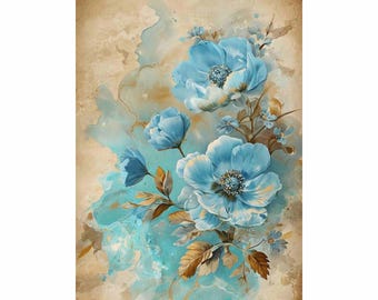 Carta di riso per decoupage - Opzioni di grande formato | Carta di gelso per decoupage | Motivo floreale per decoupage