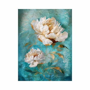 Reispapier für Decoupage – Große Größen verfügbar | Maulbeerpapier für Decoupage | Blumenmuster für Decoupage