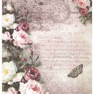 Découpage papier de riz A3 | Papier de mûrier collant pour découpage 16,53''X11,69'' | Motif floral pour le découpage PK 2394
