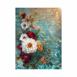 Rijstpapier voor decoupage grote formaten | Moerbeipapier voor decoupage | Bloemenpatroon voor decoupage