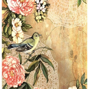Decoupagepapier voor meubels | rijstpapier voor decoupage A3 | Kleverig papier voor decoupage | Papieren vogelpatroon voor decoupage PK2690