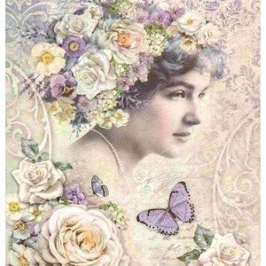 Reispapier für Decoupage A3 | Sticky Reispapier Frau 16.53''X11.69'' Washi & Reispapier Frau Muster für Decoupage PR 2488