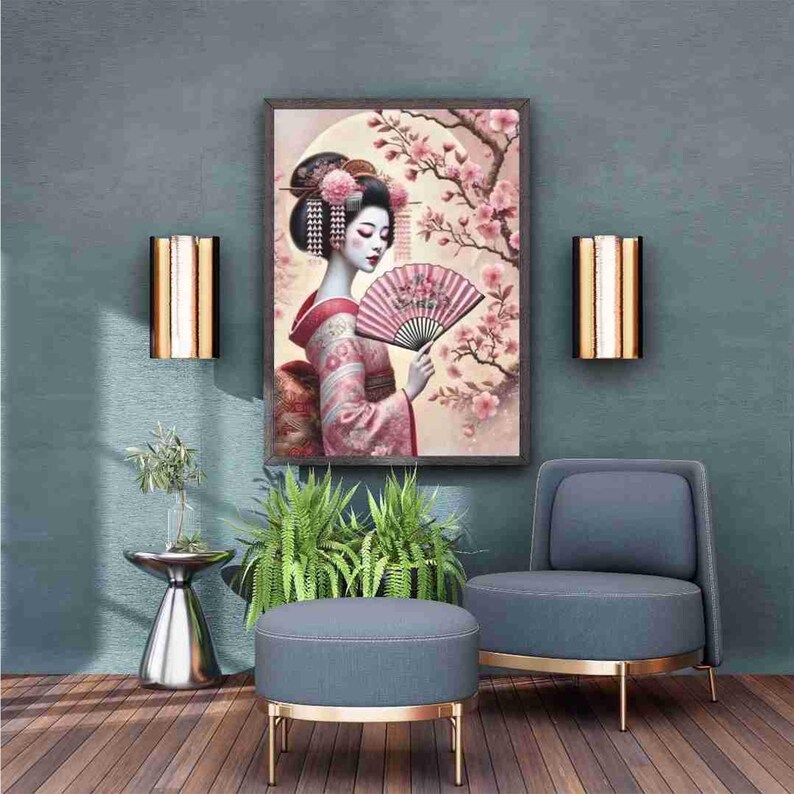 Rice Paper for Decoupage | Japanese Geisha | Cherry Blossoms, Woman Pattern | Big Size Options image 10